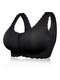 Zip Front Seamless Lace Back Wireless Cotton Lining Breathable Bras - Black