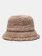 Cappello unisex in lana d'agnello con lettera ricamata con calore addensato - caffè