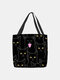 Women Many Black Cats Pattern Shoulder Bag Handbag Tote - Black