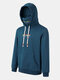 Mens Letter Embroidery Casual Drawstring Snood Hoodies With Pouch Pocket - Blue
