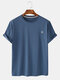 95% Cotton 5 Colors Frosted Embroidery Home Casual T-shirt - Navy