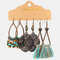 3 Pcs Bohemian Dreamcatcher Tassel Earrings Set Geometric Hollow Turquoise Pendant Long Earrings - 8
