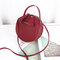Women PU Leather Round Shape Crossbody Bag Casual Phone Purse - Wine Red