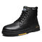 Men PU Non Slip Outdoor Casual Tooling Boots - Black