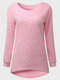 Casual Fashion Pure Color Round Neck Sweater  - Pink