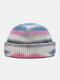 Unisex Knitted Tie-dye Mixed Color Jacquard Outdoor Warmth Brimless Beanie Landlord Cap Skull Cap - #06