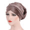 Womens Breathable Comfortable Pearl Velvet Hat Casual Elastic Beanie Hats Muslim Pile Heap Cap - Khaki