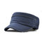 Mens Vintage Summer Sunshade Brim Flat Cap Breathable Washed Cotton Sun Hat Outdoor Sports Cap - Blue