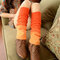 Women's Compression Socks Cashmere Gradien Warm Knitted Leggings Set Long Socks - Orange