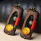 Ethnic Handmade Wood Jade Earrings Vintage Gold Daisies Flower Dangle Earrings for Women - Brown