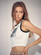 Heart Letters Graphic Contrast Color Crop Tank Top - White