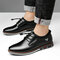 Men Microfiber Leather Non Slip Soft Elastic Lace Casual Shoes - Black