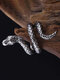 Anel tridimensional de metal em forma de cobra Anel em forma de animal vintage - Prata