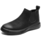 Men Genuine Leather Non Slip Elastic Panels Slip-ons Casual Ankle Boots - Black