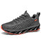 Men Knitted Fabric Breathable Sports Casual Running Sneakers - Grey