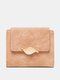 Women Artificial Leather Elegant Tri-fold Wallet Multi-compartment Short  Portable Wallet - Pink