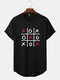 Mens Geometric Graphics High Low Curved Hem Sport Short Sleeve T-Shirts - Black