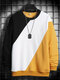 Lässige Pullover-Sweatshirts für Herren mit Farbblock-Patchwork und Rundhalsausschnitt - Gelb