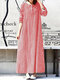 महिला गिंगहैम प्लेड क्रू नेक कैजुअल लंबी आस्तीन मैक्सी ड्रेस - लाल