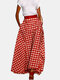 Plaid Print Elastic Waist Casual Skirt For Women - Red