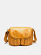 Men Vintage Waterproof Multi-Pockets Faux Leather Crossbody Bag - Yellow