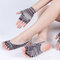 Women Cotton Yoga Set Dew Heel Sports Five Finger Yoga Socks Gloves Professional No-Slip - Coffee