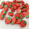 100Pcs Cartoon Buttons Strawberry Wooden Buttons Clothing Accessories DIY - Red