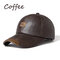 Men PU Leather Vintage Baseball Cap Casual Outdoor Adjustable Warm lightness Hats - Coffee