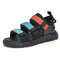 Men Stylish Contrast Color Cloth Fabric Hook Loop Sport Casual Sandals - Black