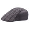 Mens Gird Cotton Patchwork Beret Cap Retro Forward Hat Sunshade Windproof Peaked Gorras Adjustable  - Grey