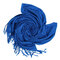 Women Cashmere Artificial Silk Tassel Fringe Shawl Wrap Long Range Scarf - Royal Blue