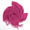 Women Cashmere Artificial Silk Tassel Fringe Shawl Wrap Long Range Scarf - Rose Red