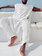 Mens Muslim Split Robe Two Pieces Outfits - White
