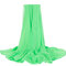Women Summer Thin Chiffon Scarf Solid Pattern Travel Breathable Windproof Glossy Shawl - Green