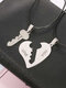 1 Pair Key Splicing Couple Necklace Stainless Steel Heart Letter Pendant Necklace Valentine's Day Gift - Black