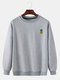 Mens Casual Loose Solid Color Pullover Sweatshirts With Cartoon Pineapple - Gray
