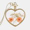 Металл Геометрический Персик Сердце Ожерелье из стеклянных сушеных цветов Натуральный сушеный цветок Кулон Ожерелье - 1