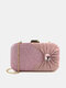 Women Satin Fashion Rhinestone Solid Color Beautiful Handbag Dinner Bag - Pink