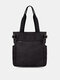 Women Canvas Brief Large Capacity Handbag Daily Light Weight Casual Shoulder Bag - Black