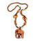 Vintage Fish Elephant Charm Necklace Handmade Wood  Long Beaded Necklaces for Women - #3