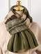 Women Artificial Wool Acrylic Mixed Color Knitted Color-match Thickened Fashion Warmth Scarf - Green