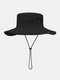 Men Wide Brim 9CM Outdoor Fishing Climbing UV Protection Sunshade Breathable Bucket Hat - Black