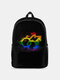 Women Nylon Colorful Cartoon Rainbow Large Capacity Backpack - 8