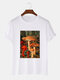 Mens Mushroom Graphic Box Print 100% Cotton O-Neck Short Sleeve T-Shirt - White