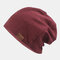 Unisex Thickened Winter Keep Warm Wool Cap Brimless Solid Color Knit Hat Beanie Hat - Red