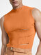 Men Sexy Cutout Pit Strip Sleeveless Slim Vest - Orange