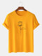 Mens Rose Print O-Neck Cotton Plain Casual Short Sleeve T-Shirts - Yellow