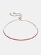 Vintage Adjustable Inlaid Rhinestone Women Bracelet Telescopic Claw Chain Jewelry Gift - Pink