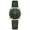 Trendy Elegant Women Wristwatch Rose Gold Alloy Case Leather Band Quartz Watches - Green