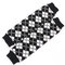 Women Knitted Wool Thicken Mixed Color Diamond Leggings Warm Boots Set Long Socks - Black